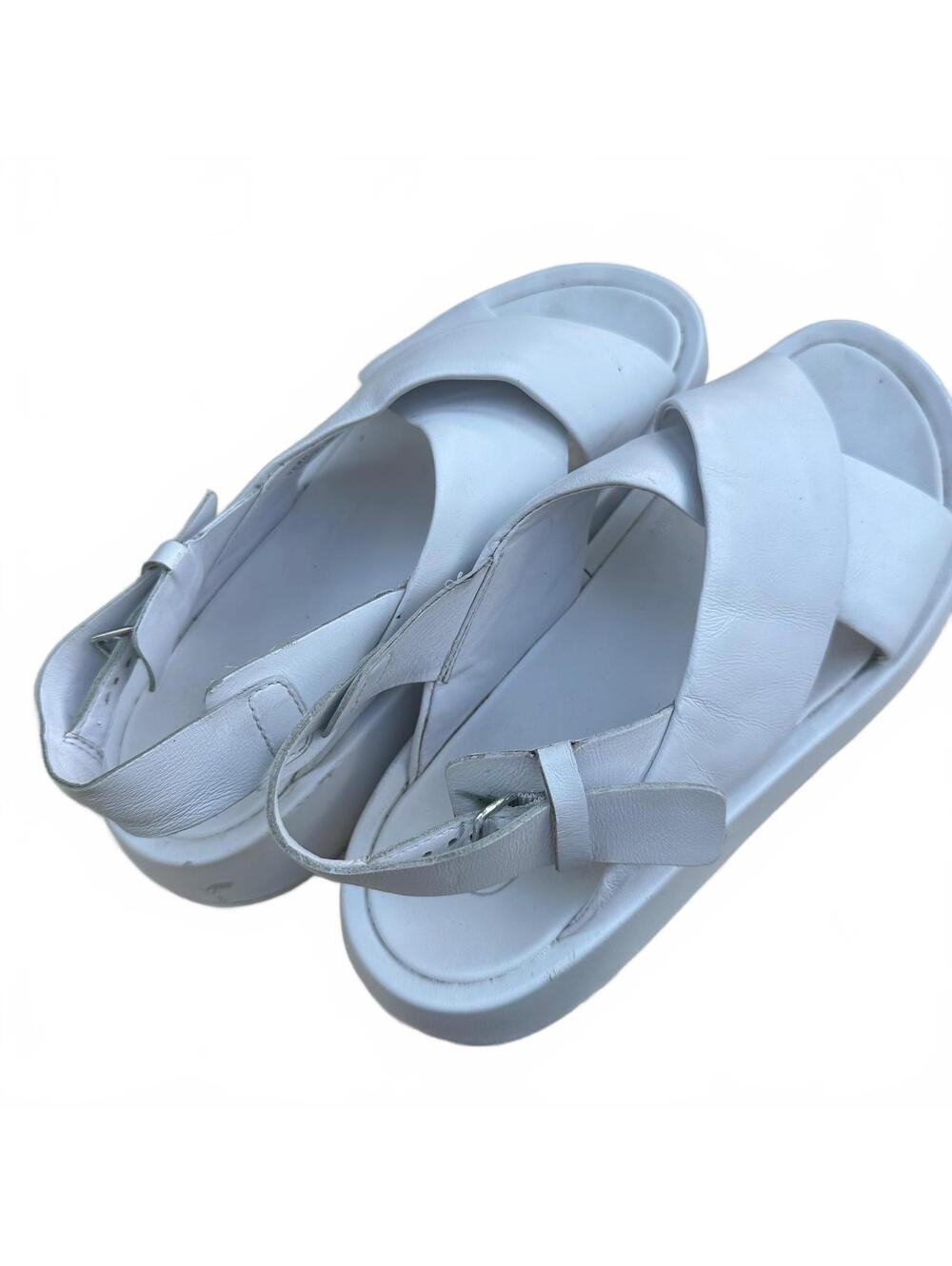 ASH White Leather Platform Cross-Strap Slingback Sandals Size 38 - Picture 12 of 12